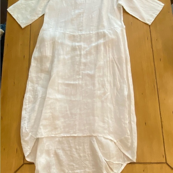 Baci Women’s Linen White Oversized Midi Dress Italy Pockets Beach Resort M-L - Picture 3 of 14